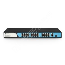 BDCOM S1200-24P2G1S-370: 24-port 100M PoE + 2-port GE RJ45 + 1-port GE SFP Unmanaged PoE Switch,  DIP function,  built-in AC 220V power supply; PoE budget 370W,  rack-mounted installation