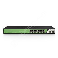 BDCOM S1500-16P2S: 16-port GE PoE + 2-port GE uplink SFP Unmanaged PoE Switch,  DIP function,  built-in AC220V power supply; 180W PoE budget,  desktop/rack-mounted installation