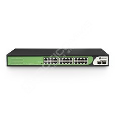 BDCOM S1500-24P2S: 24-port GE PoE + 2-port GE uplink SFP Unmanaged PoE Switch,  DIP function,  built-in AC220V power supply; 280W PoE budget,  rack-mounted installation