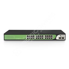 BDCOM S1500-24T2S: 24-port GE RJ45 + 2-port GE SFP Unmanaged Switch,  DIP function,   thunder-proof,  built-in AC220V power supply; rack-mounted installation 