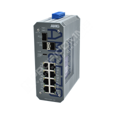 AMG systems AMG570-8GAT-3S-P240: Industrial 11 Port Managed Switch, 8 x 10/100/1000Base-T(x) RJ45 Ports with 802.3at 30W PoE, 3 x 100/1000/2.5G Base-FX SFP Ports, DIN Rail / Wall Mount, -40°C to +75°C, 48-56VDC Power Input