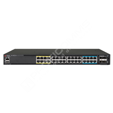 Ruckus ICX7450-32ZP-E: 32-port (8x2.5G) switch PoE+ bundle includes 4x10G SFP+ uplinks, 2x40G QSFP+ uplinks/stacking, 1x1000W AC power supply and one fan, front to back airflow