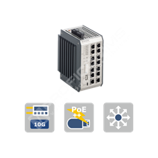 Microsens MS652819PMX: 16-Port 10G Industrial Switch Multigigabit PoE+/++4x 1/10GBase-X SFP+-Slots,davon 2x 1/2.5/5/10GBase-T Combo PoE++,12x 10/100/1000T PoE+, 2x 24..57VDC,managed, DIN-Rail, USB-A, SD-Slot, 2xI/O,Konsolenport (USB-C)