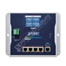 Planet WGR-500-4PV: IP30 Industrial Wall-mount Gigabit Router with 4-Port 802.3at PoE+ and LCD Touch Screen(120W PoE Budget, dual power input on 48-56VDC terminal block and power jack, -10~60 degrees C, Hardware NAT, IPv6)